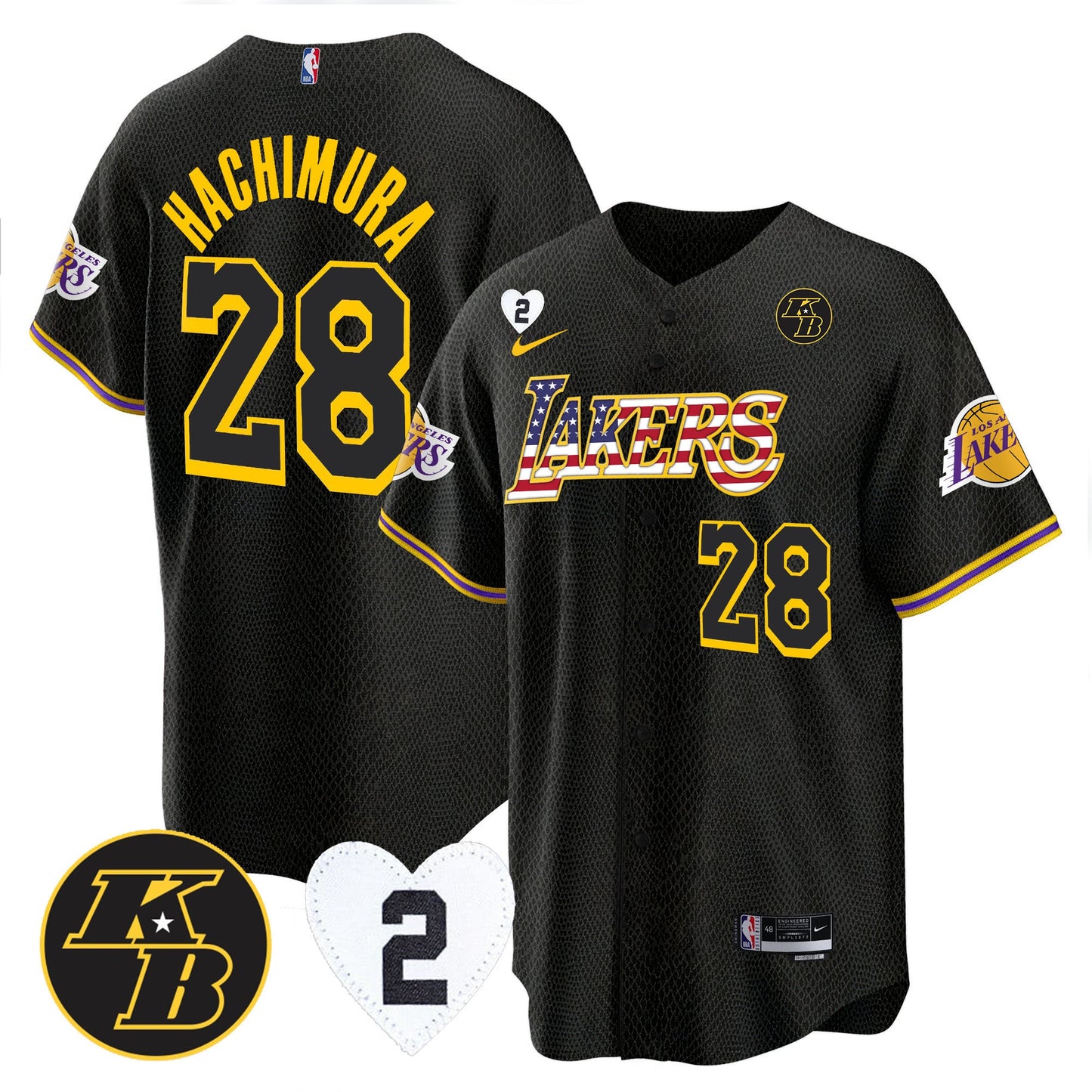 Men's Los Angeles Lakers Flag Baseball Jersey - All Stitched