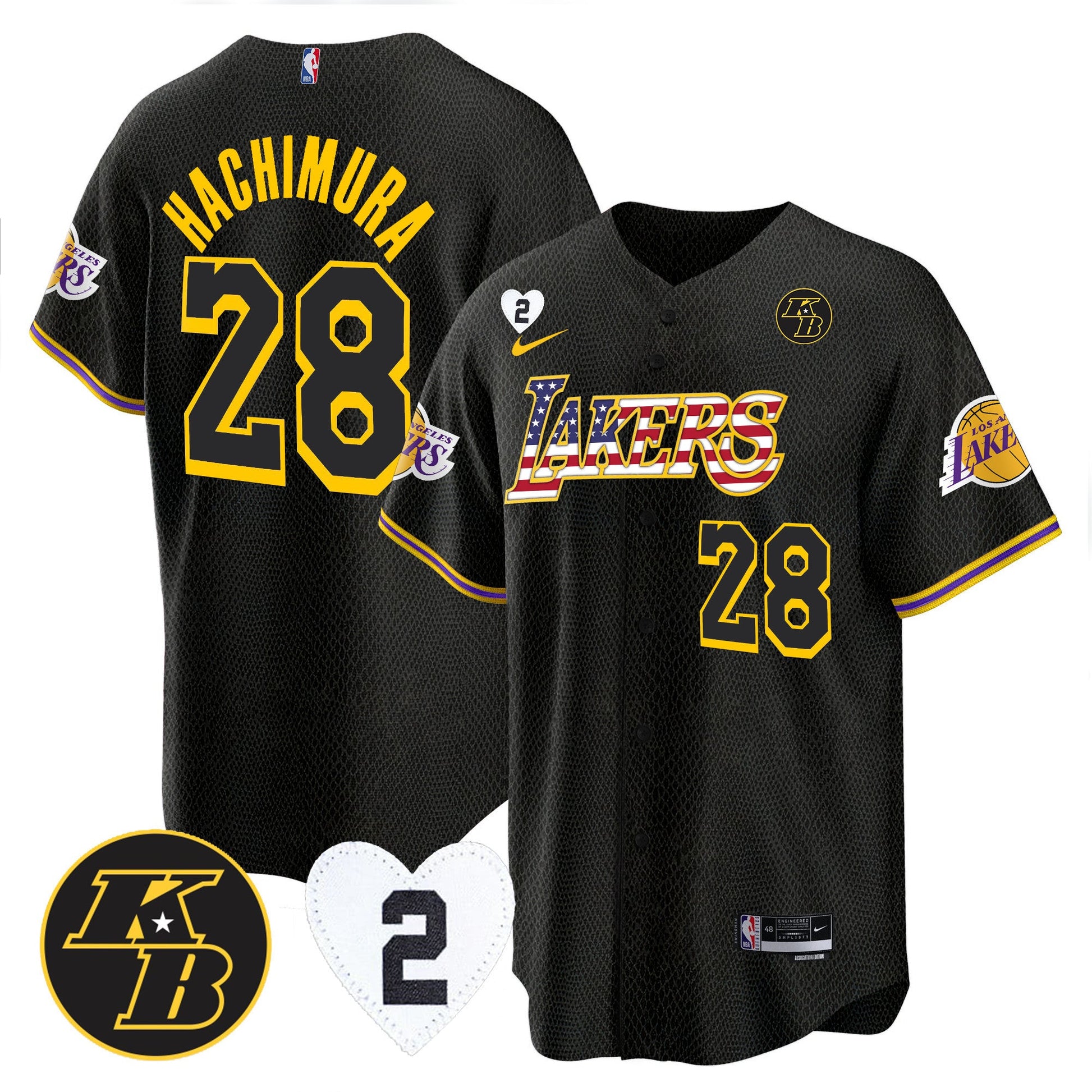 Men's Los Angeles Lakers Flag Baseball Jersey - All Stitched