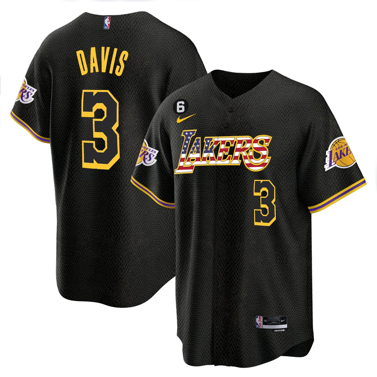 Men's Los Angeles Lakers Flag Baseball Jersey - All Stitched