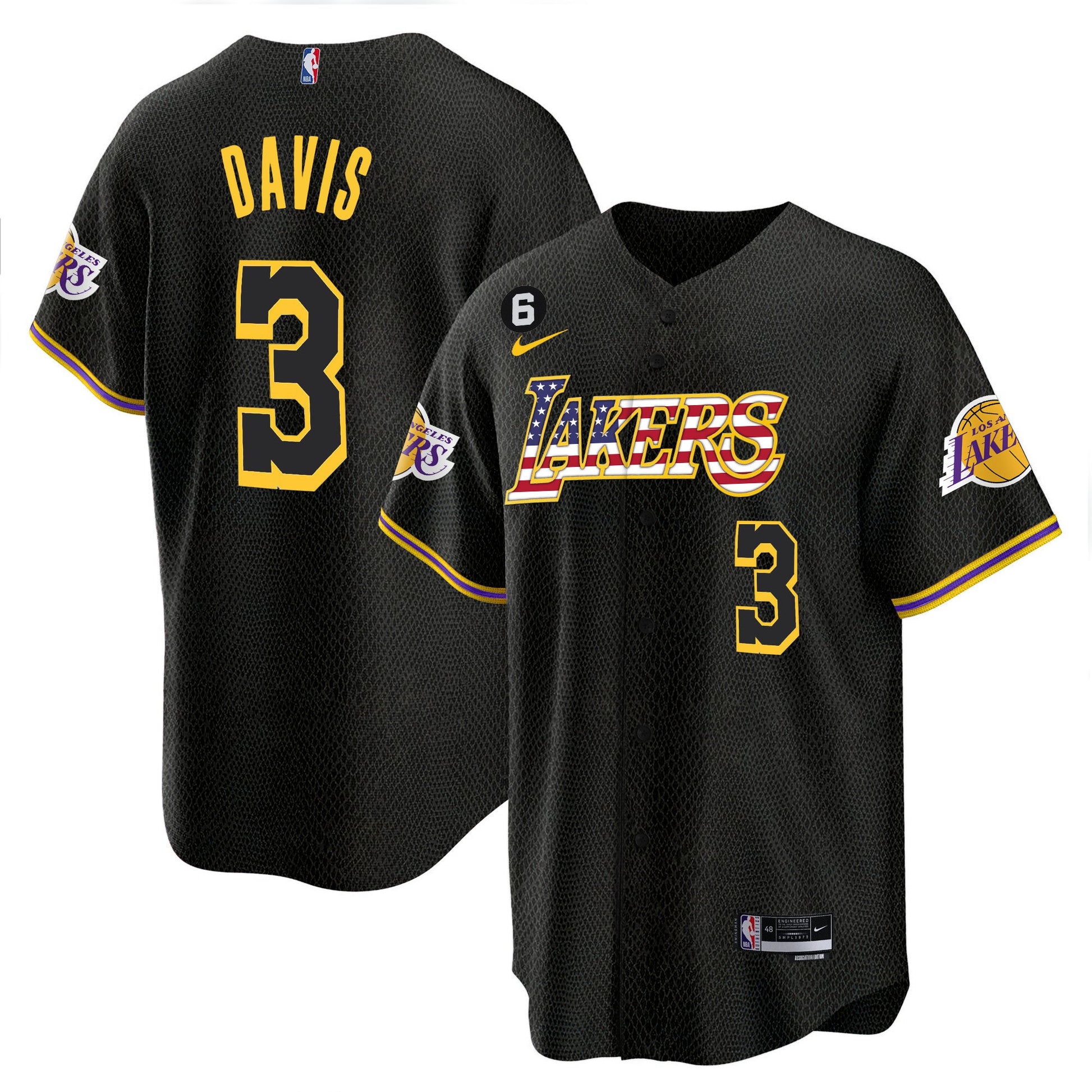 Men's Los Angeles Lakers Flag Baseball Jersey - All Stitched