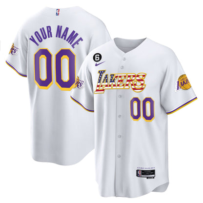Los Angeles Lakers Flag Baseball Custom Jersey - All Stitched