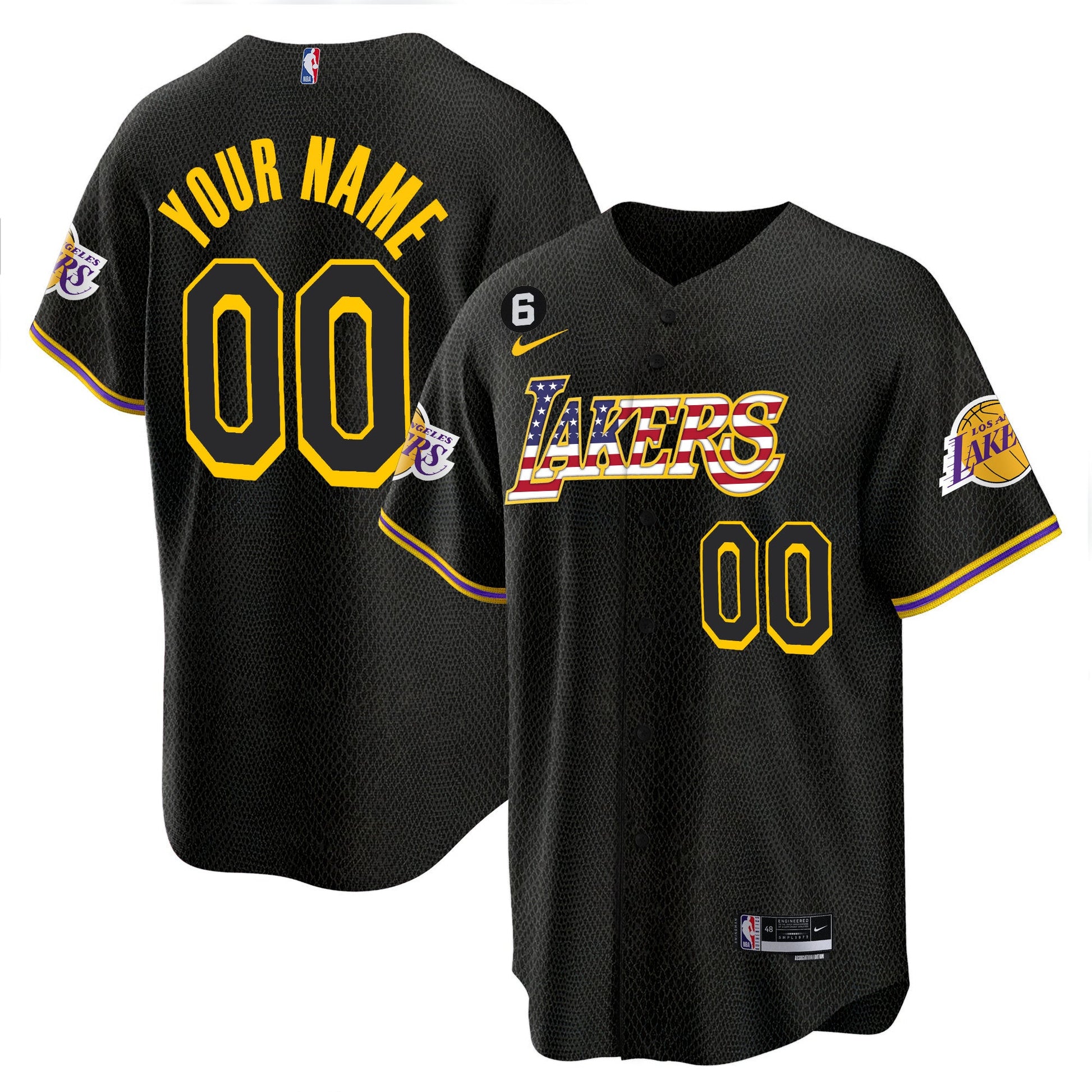 Los Angeles Lakers Flag Baseball Custom Jersey - All Stitched