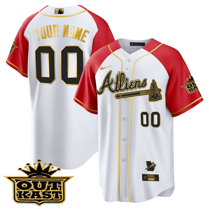 Atlanta Braves Atliens Gold Alternate Cool Base Custom Jersey - All Stitched