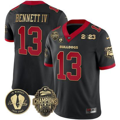 Georgia Bulldogs 2023 Champions & Vince Dooley Patch Jersey - All Stitched