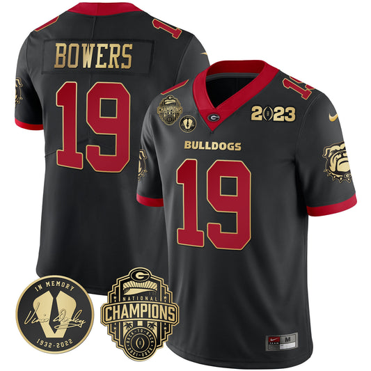 Georgia Bulldogs 2023 Champions & Vince Dooley Patch Jersey - All Stitched