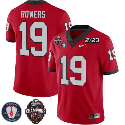 Georgia Bulldogs 2023 Champions & Vince Dooley Patch Jersey - All Stitched