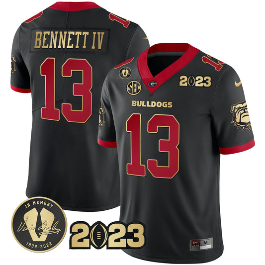 Georgia Bulldogs 2023 Champions Black Red Gold Jersey - All Stitched