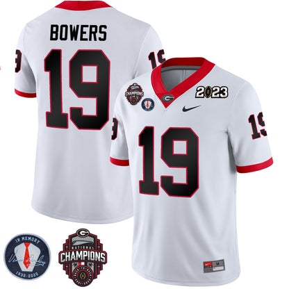 Georgia Bulldogs 2023 Champions & Vince Dooley Patch Jersey - All Stitched