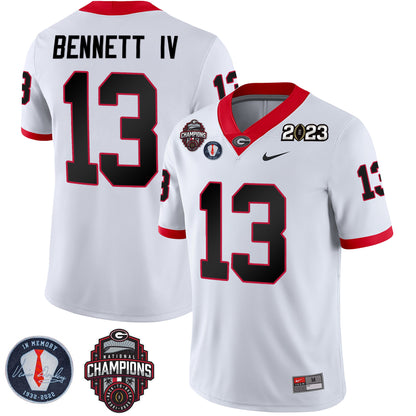 Georgia Bulldogs 2023 Champions & Vince Dooley Patch Jersey - All Stitched