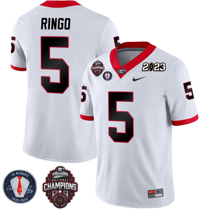 Georgia Bulldogs 2023 Champions & Vince Dooley Patch Jersey - All Stitched