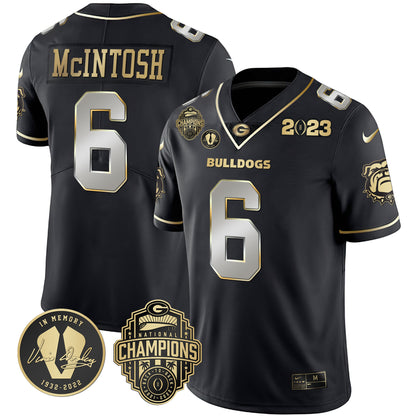 Georgia Bulldogs 2023 Champions & Vince Dooley Patch Jersey - All Stitched