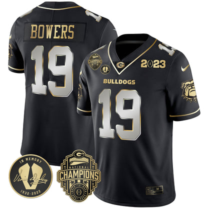 Georgia Bulldogs 2023 Champions & Vince Dooley Patch Jersey - All Stitched