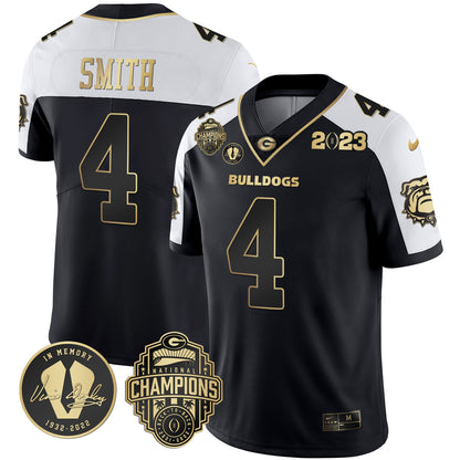 Georgia Bulldogs 2023 Champions & Vince Dooley Patch Jersey - All Stitched