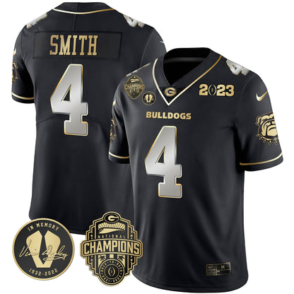 Georgia Bulldogs 2023 Champions & Vince Dooley Patch Jersey - All Stitched