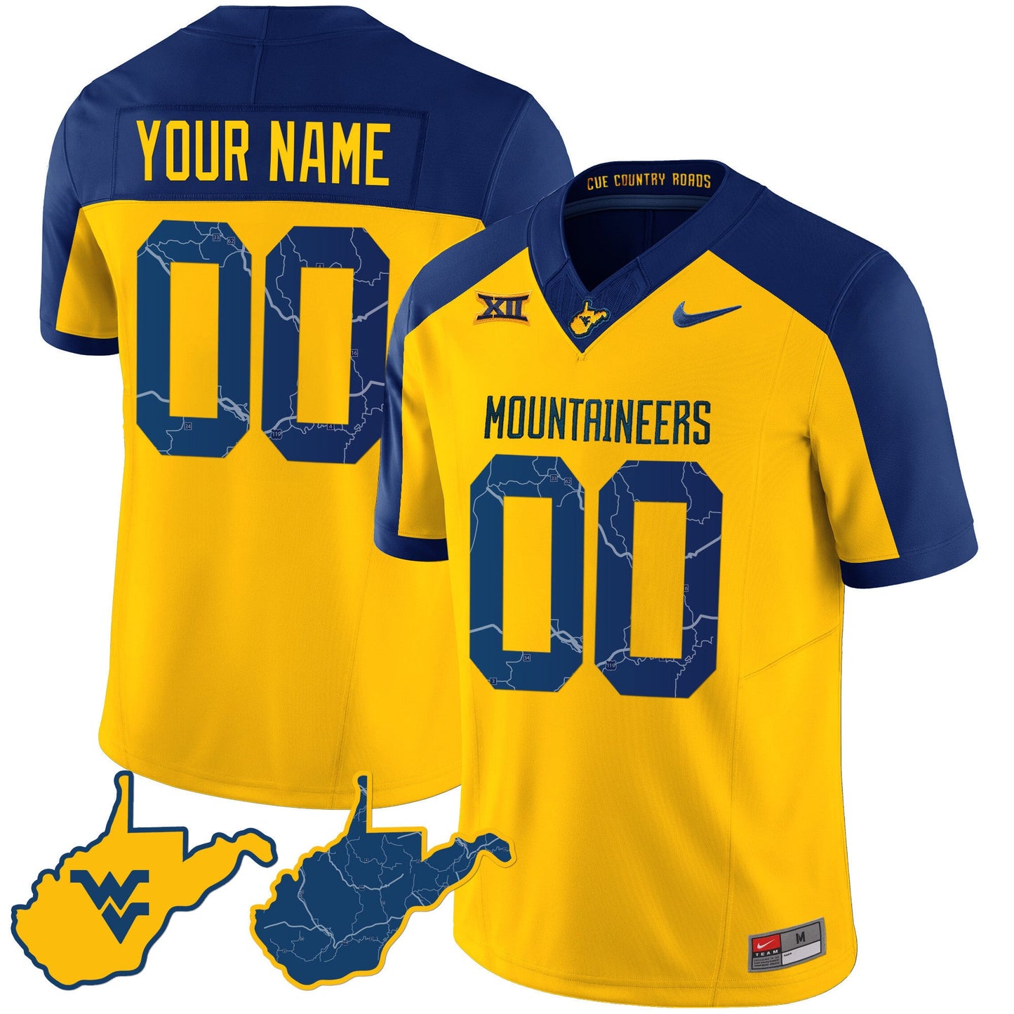 West Virginia Mountaineers 2024 Country Roads Custom Jersey - All Stitched