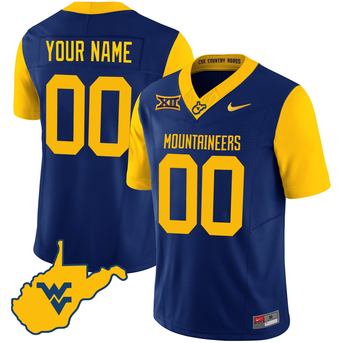 West Virginia Mountaineers 2024 Country Roads Custom Jersey - All Stitched