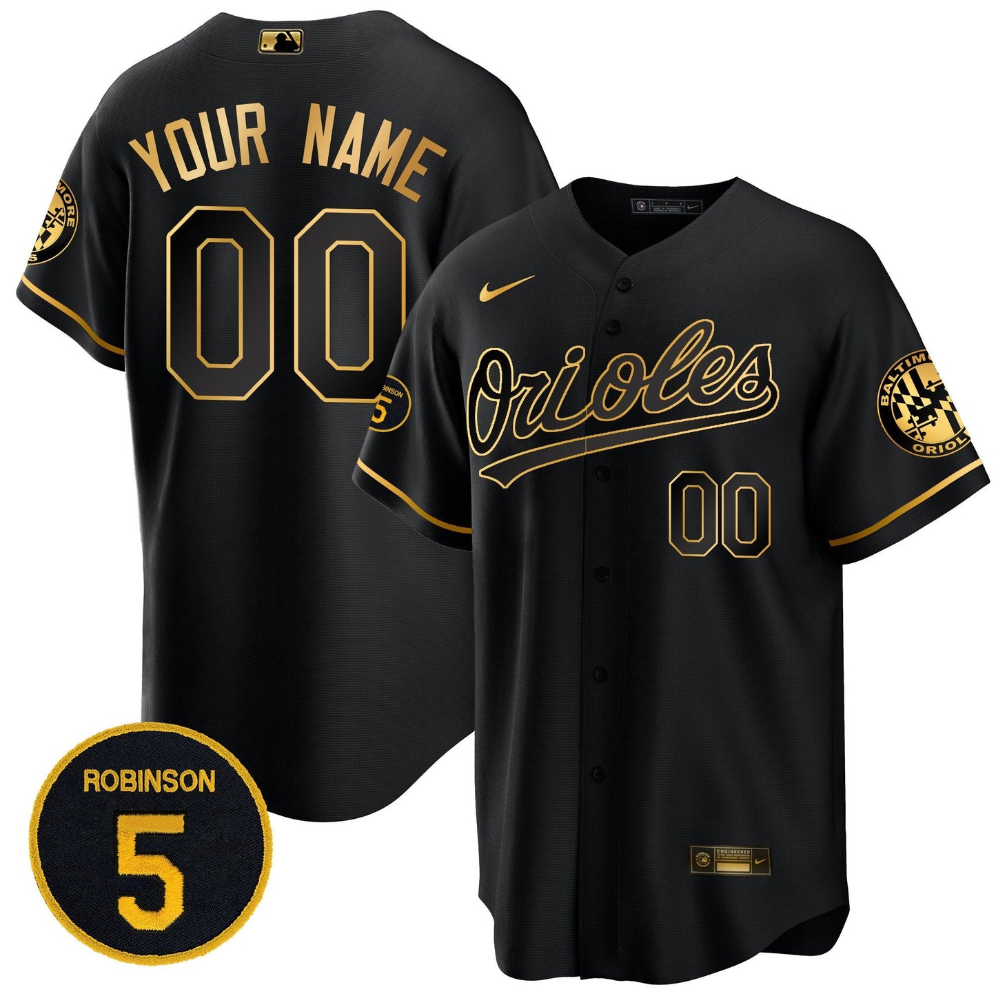 Baltimore Orioles Robinson Patch Cool Base Custom Jersey – All Stitched