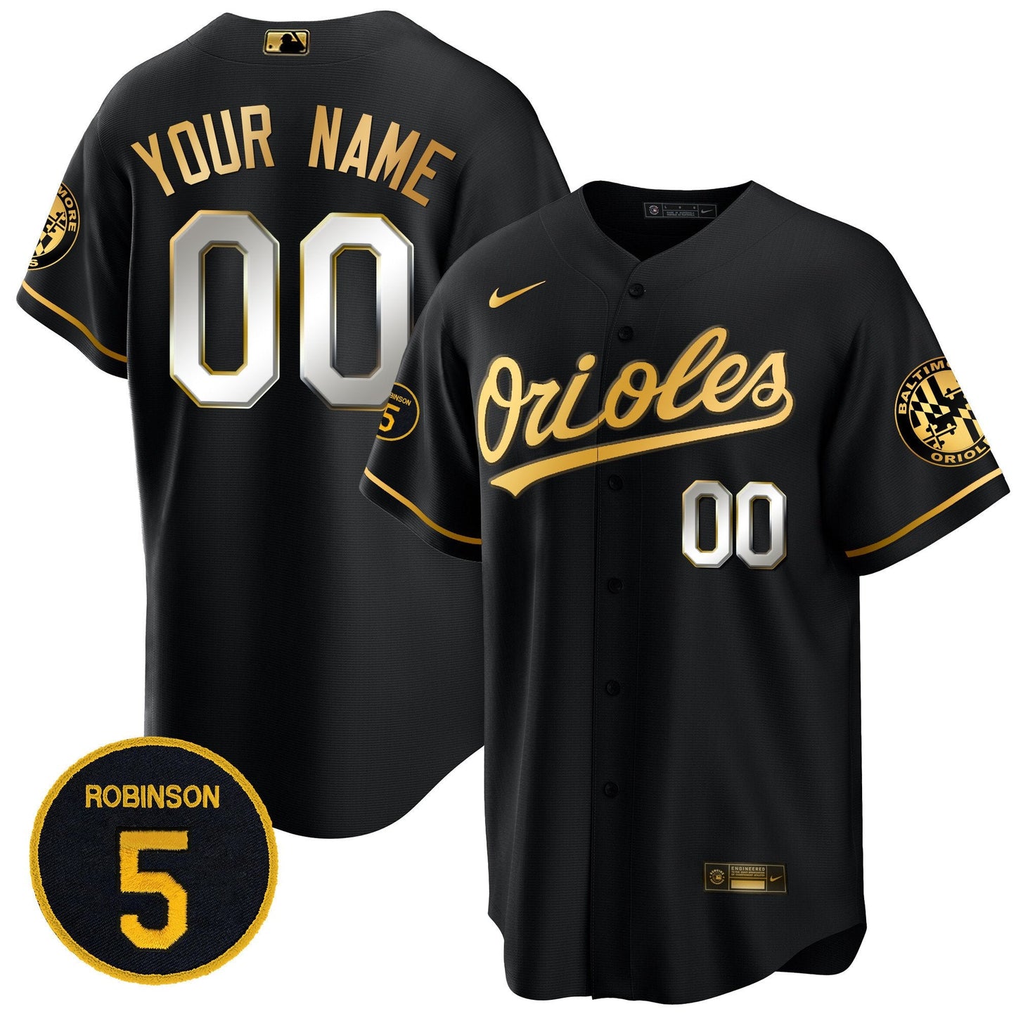 Baltimore Orioles Robinson Patch Cool Base Custom Jersey – All Stitched