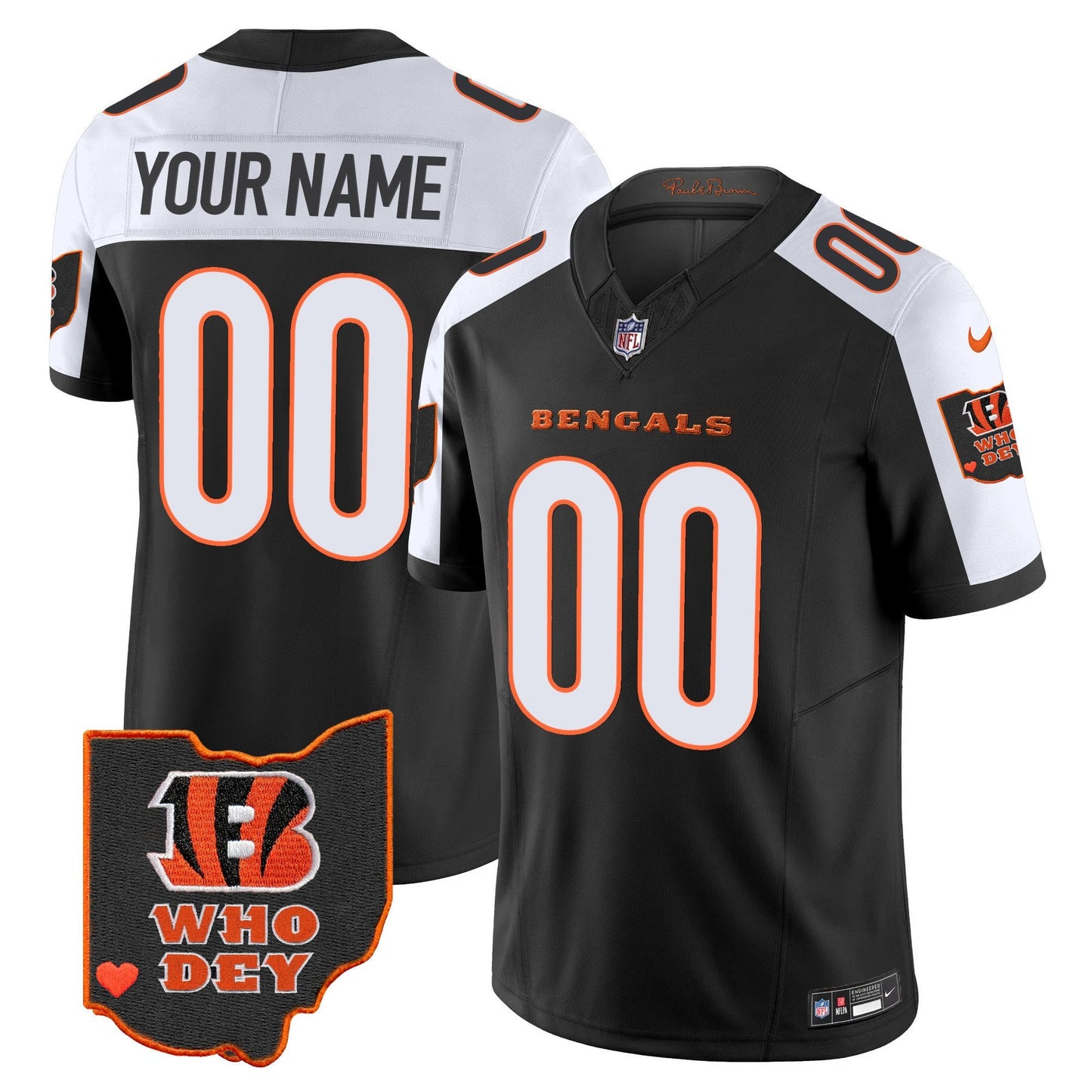 Bengals Ohio Patch Vapor Limited Custom Jersey V2 - All Stitched