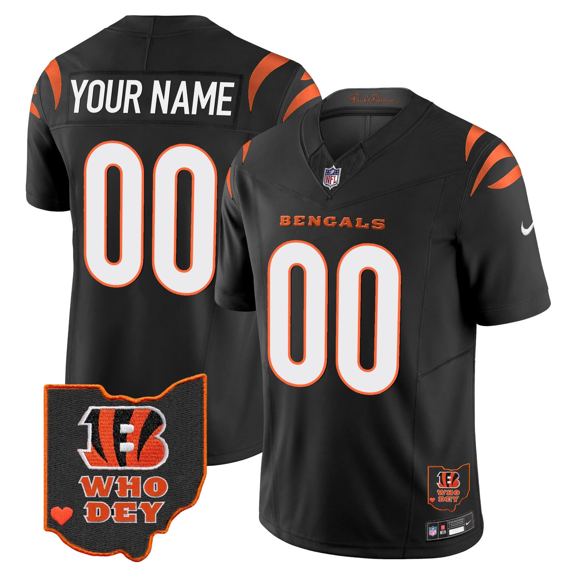 Bengals Ohio Patch Vapor Limited Custom Jersey V2 - All Stitched