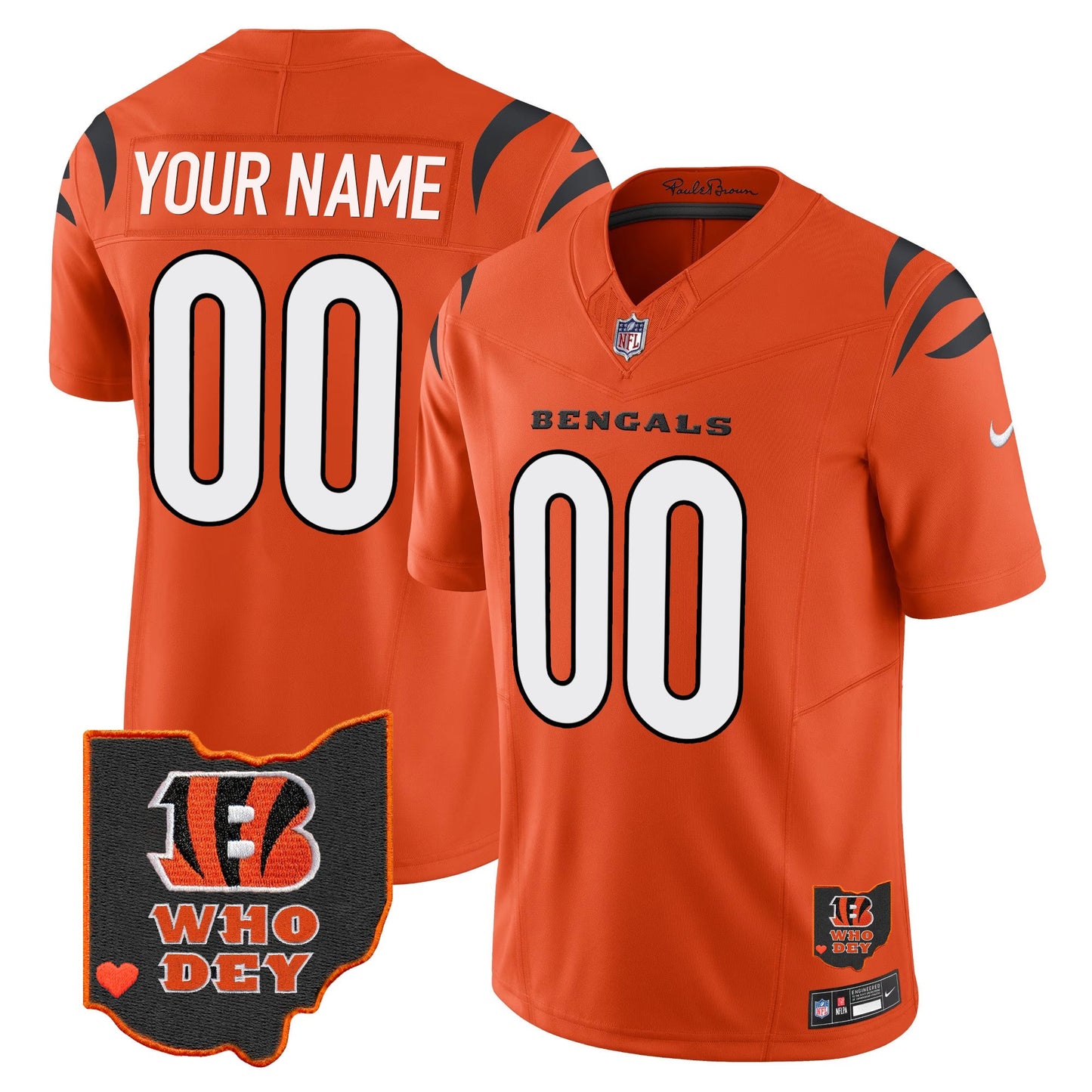 Bengals Ohio Patch Vapor Limited Custom Jersey V2 - All Stitched