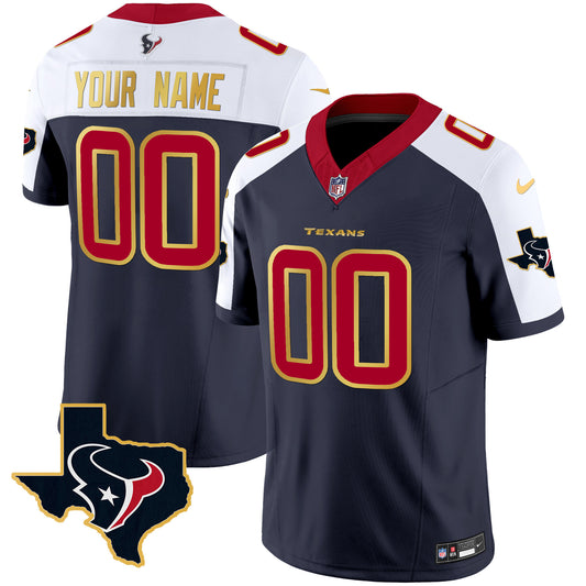 Houston Texans Gold Trim Vapor Custom Jersey - All Stitched