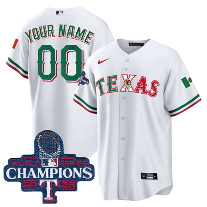 Rangers Mexico 2023 World Series Champions Baseball Custom Jersey - All Stitched