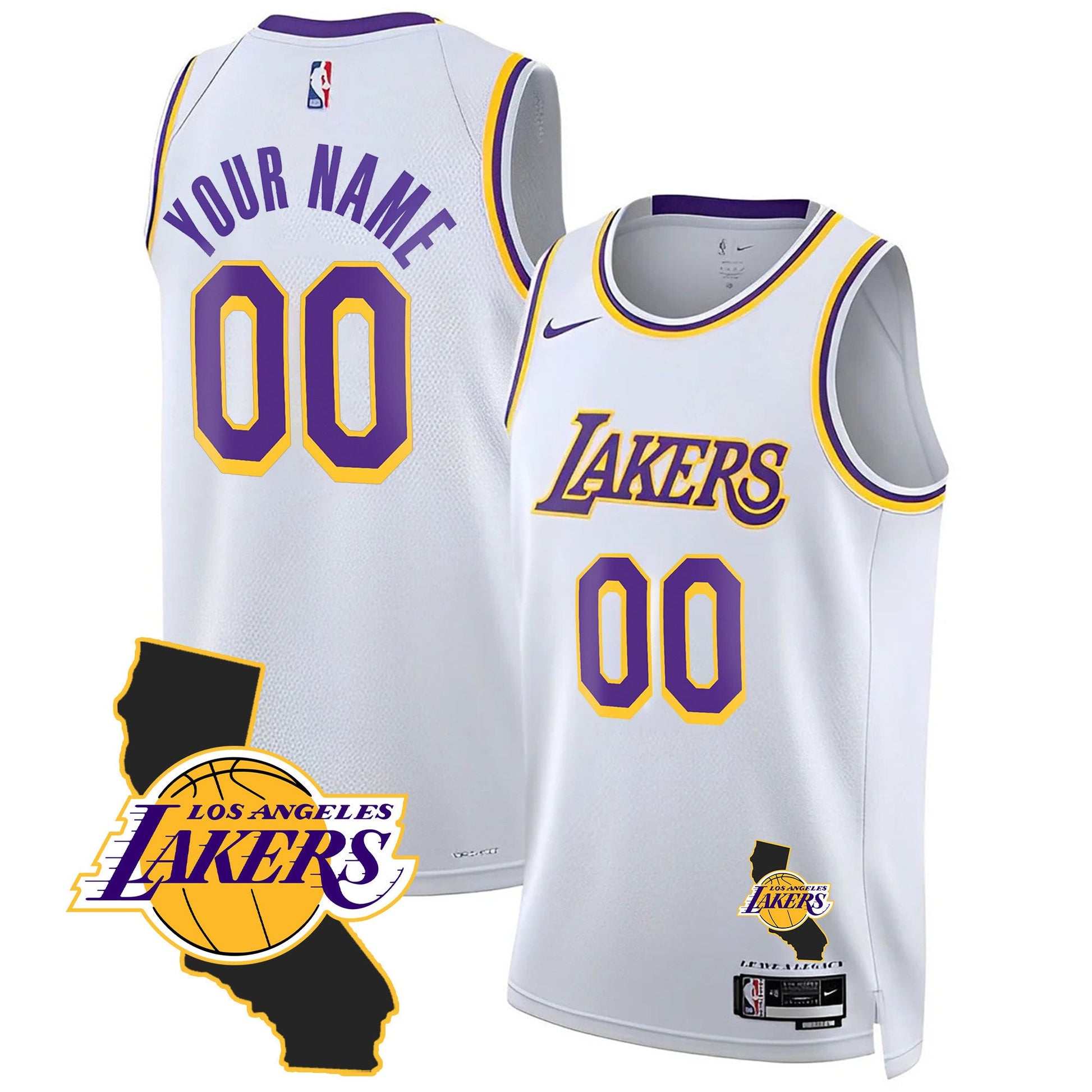 Los Angeles Lakers California Patch Custom Jersey - All Stitched
