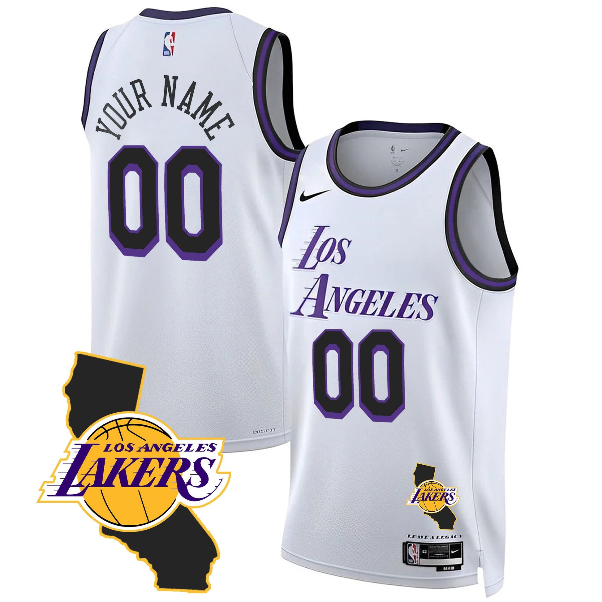 Los Angeles Lakers California Patch Custom Jersey - All Stitched