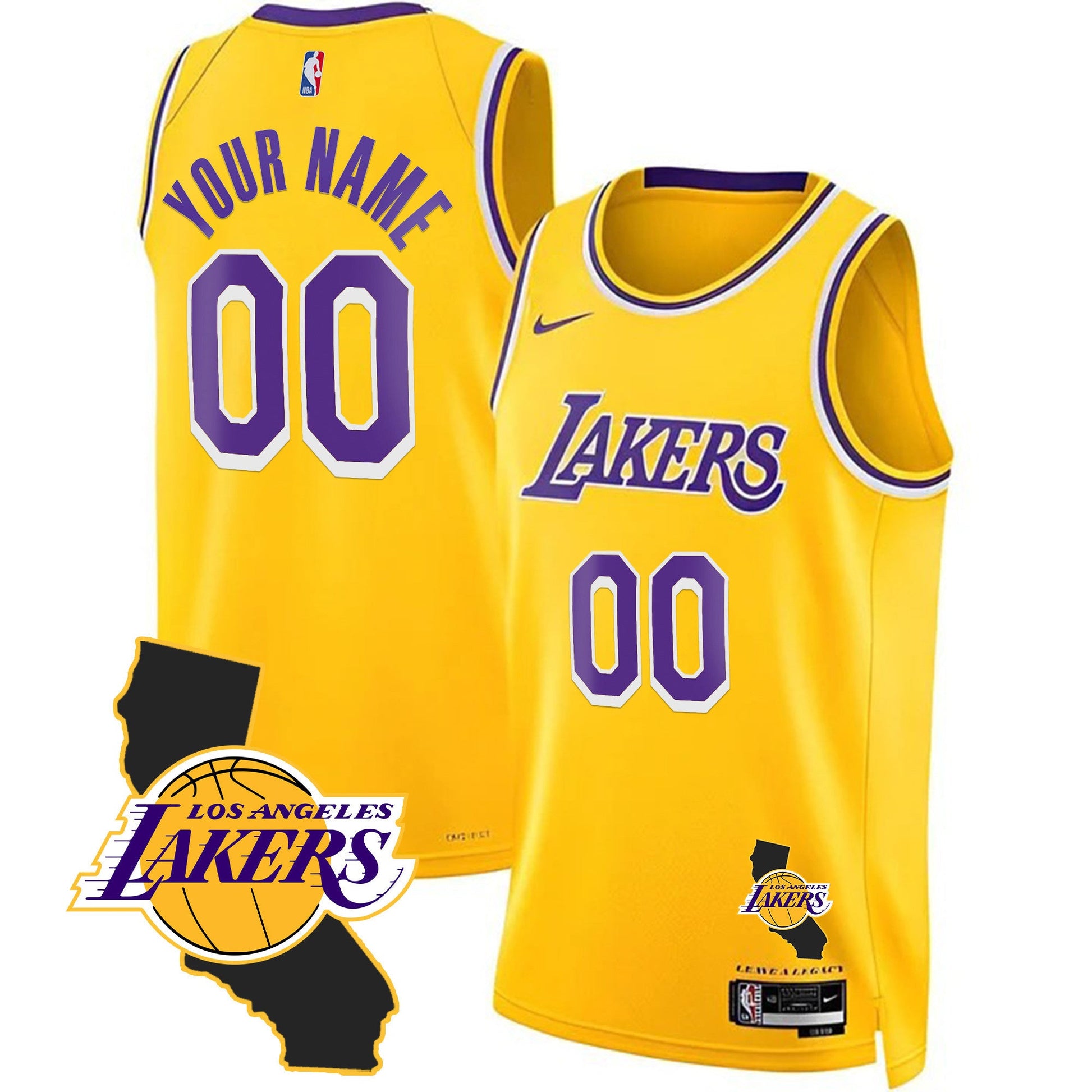 Los Angeles Lakers California Patch Custom Jersey - All Stitched