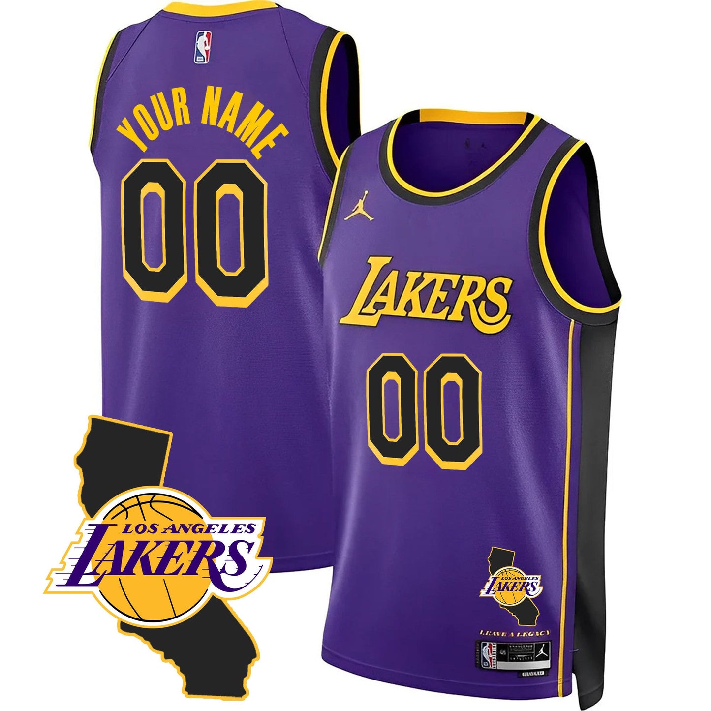 Los Angeles Lakers California Patch Custom Jersey - All Stitched