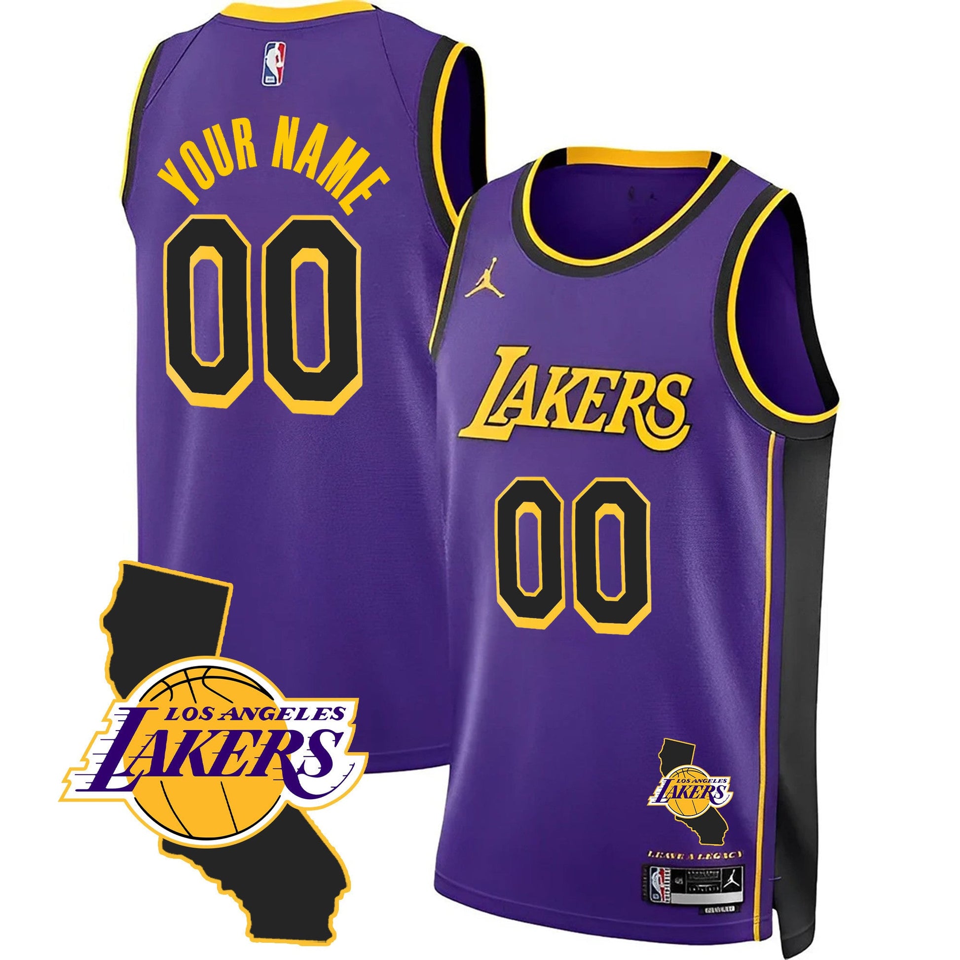 Los Angeles Lakers California Patch Custom Jersey - All Stitched