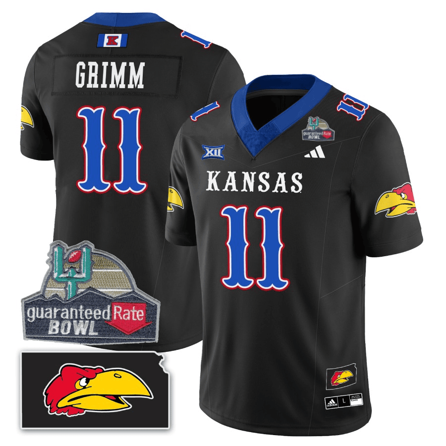 Kansas Jayhawks Blackhawk Guaranteed Rate Bowl Patch Vapor Limited Jersey - Stitched