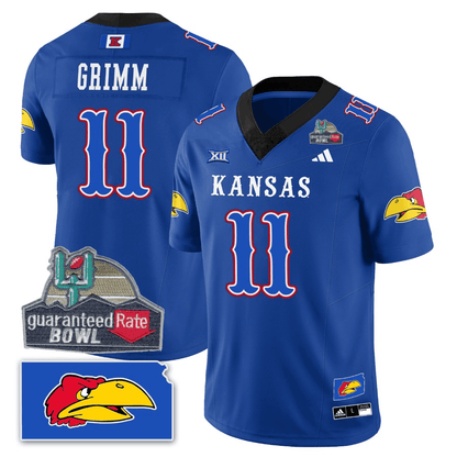 Kansas Jayhawks Blackhawk Guaranteed Rate Bowl Patch Vapor Limited Jersey - Stitched