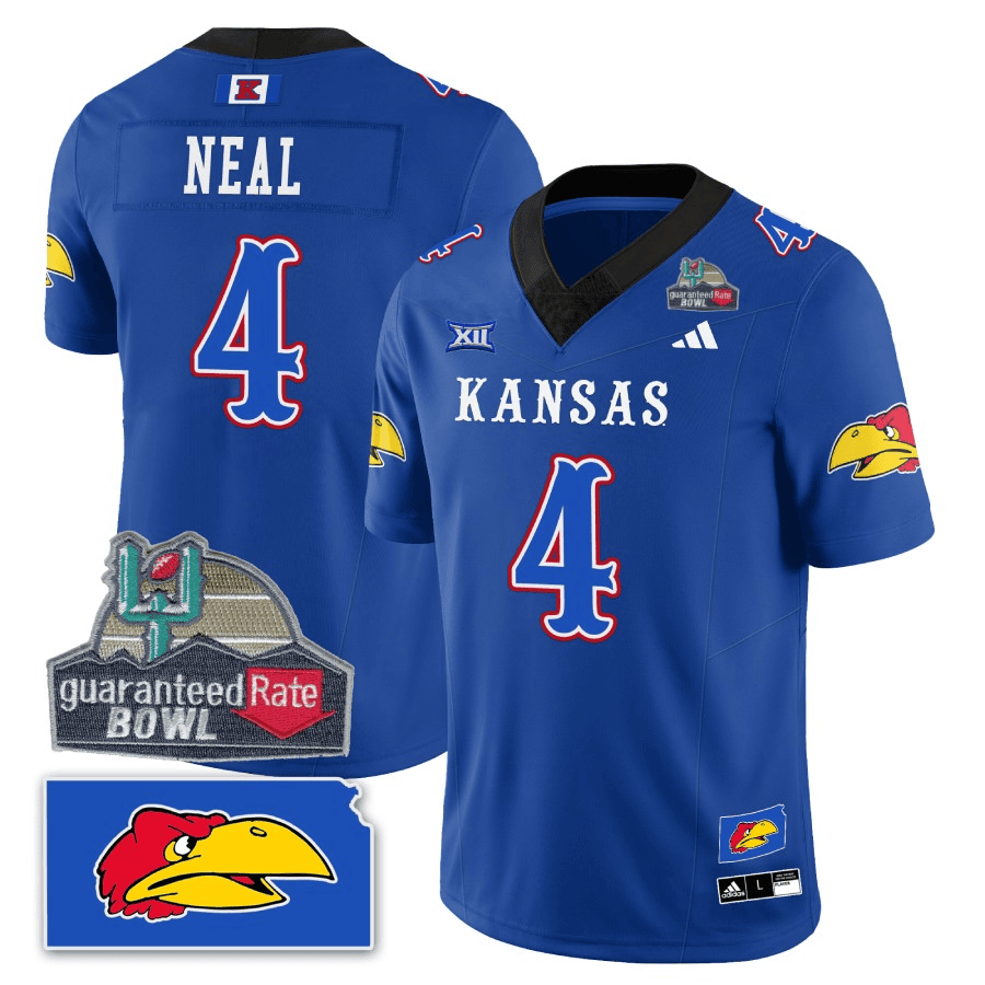 Kansas Jayhawks Blackhawk Guaranteed Rate Bowl Patch Vapor Limited Jersey - Stitched