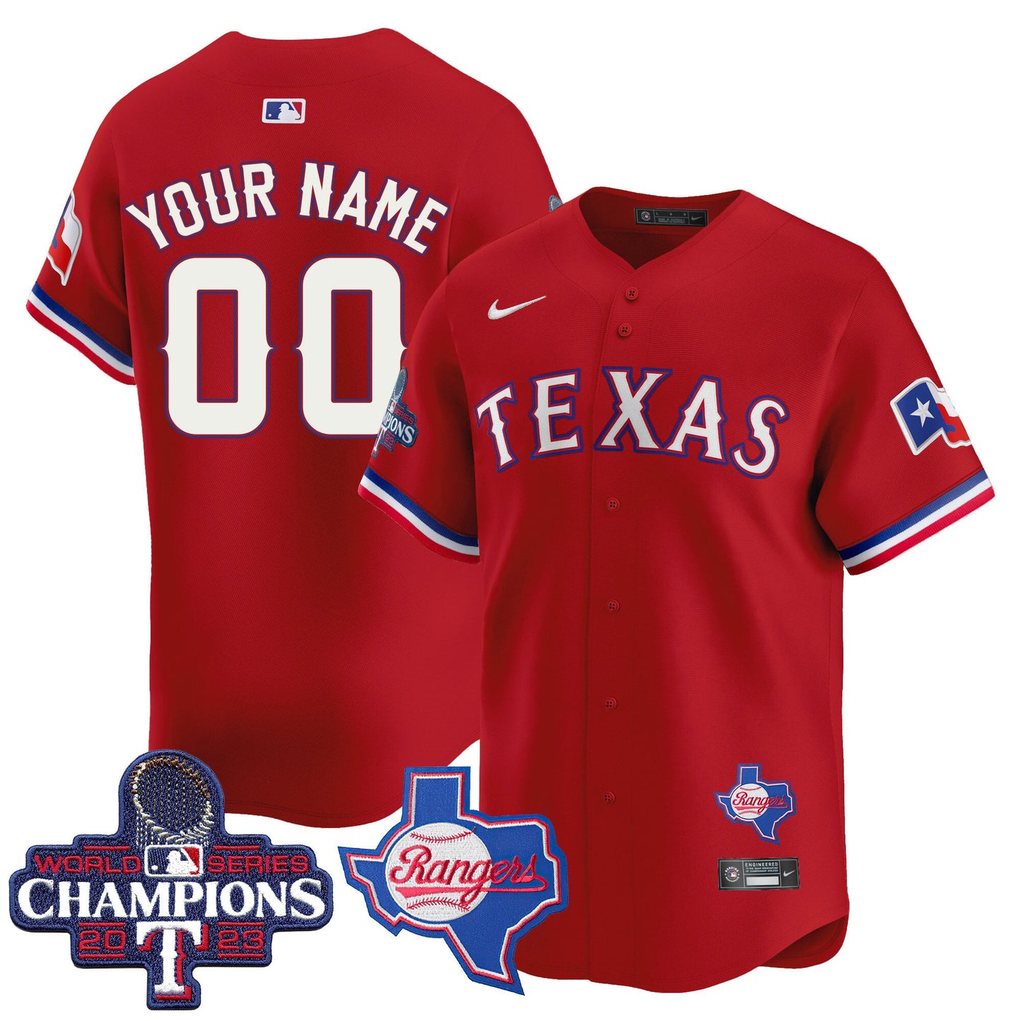 Rangers World Series Champions Vapor Premier Limited Custom Jersey V2 - All Stitched