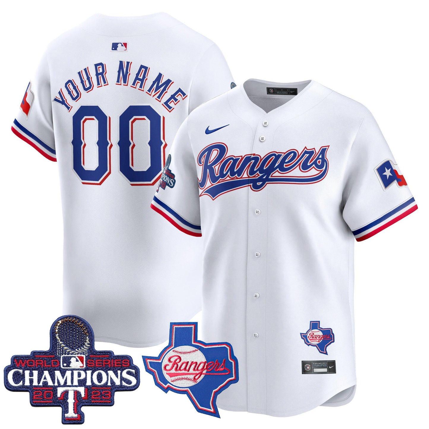 Rangers World Series Champions Vapor Premier Limited Custom Jersey V2 - All Stitched