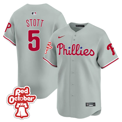 Phillies Red Octorber Patch Vapor Premier Limited Jersey - All Stitched