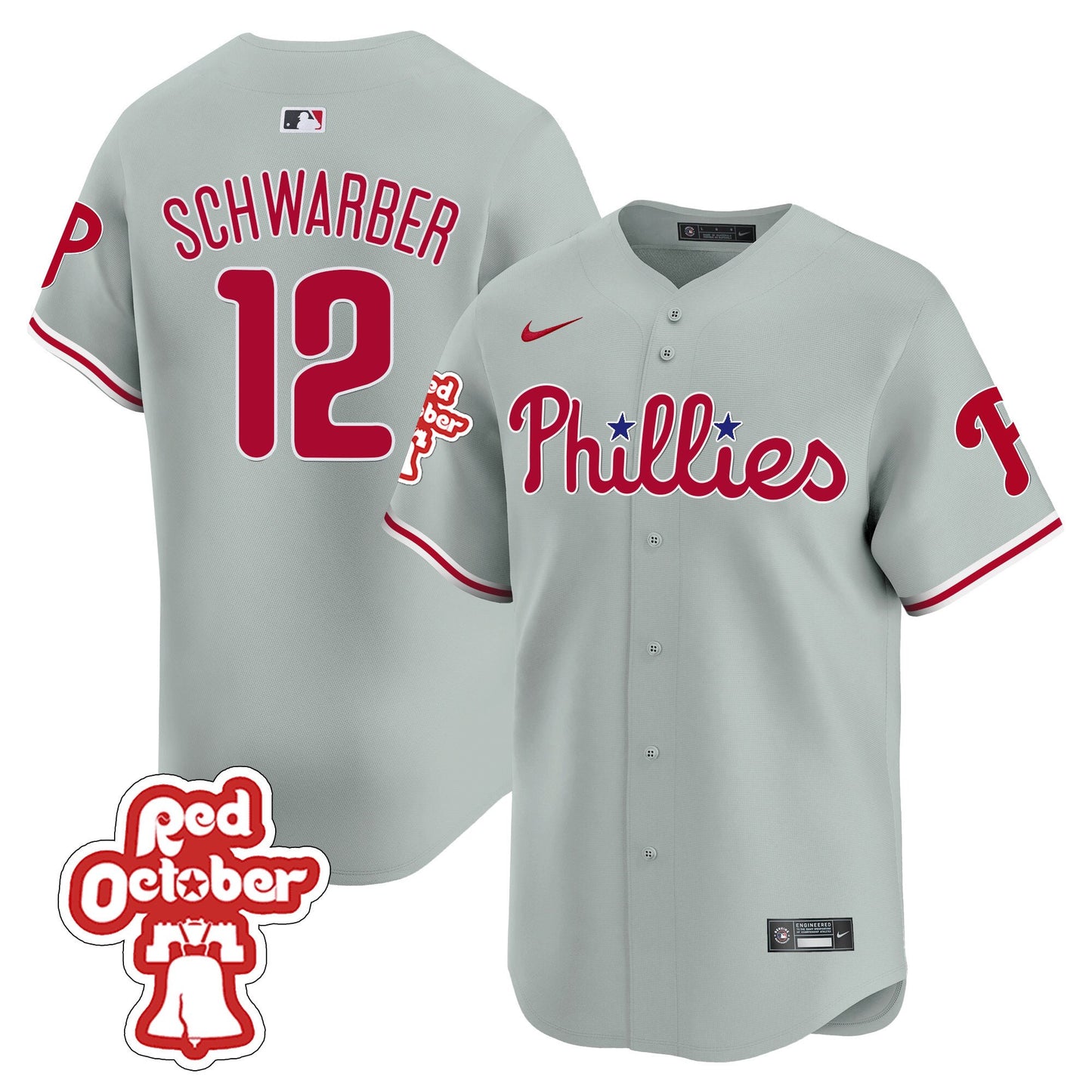 Phillies Red Octorber Patch Vapor Premier Limited Jersey - All Stitched