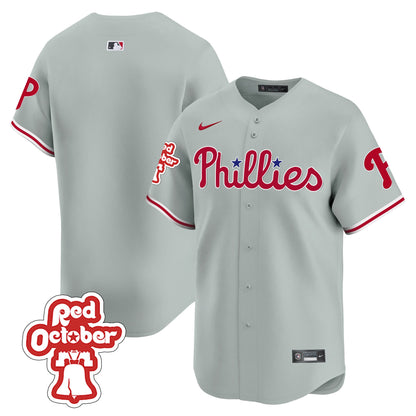 Phillies Red Octorber Patch Vapor Premier Limited Jersey - All Stitched