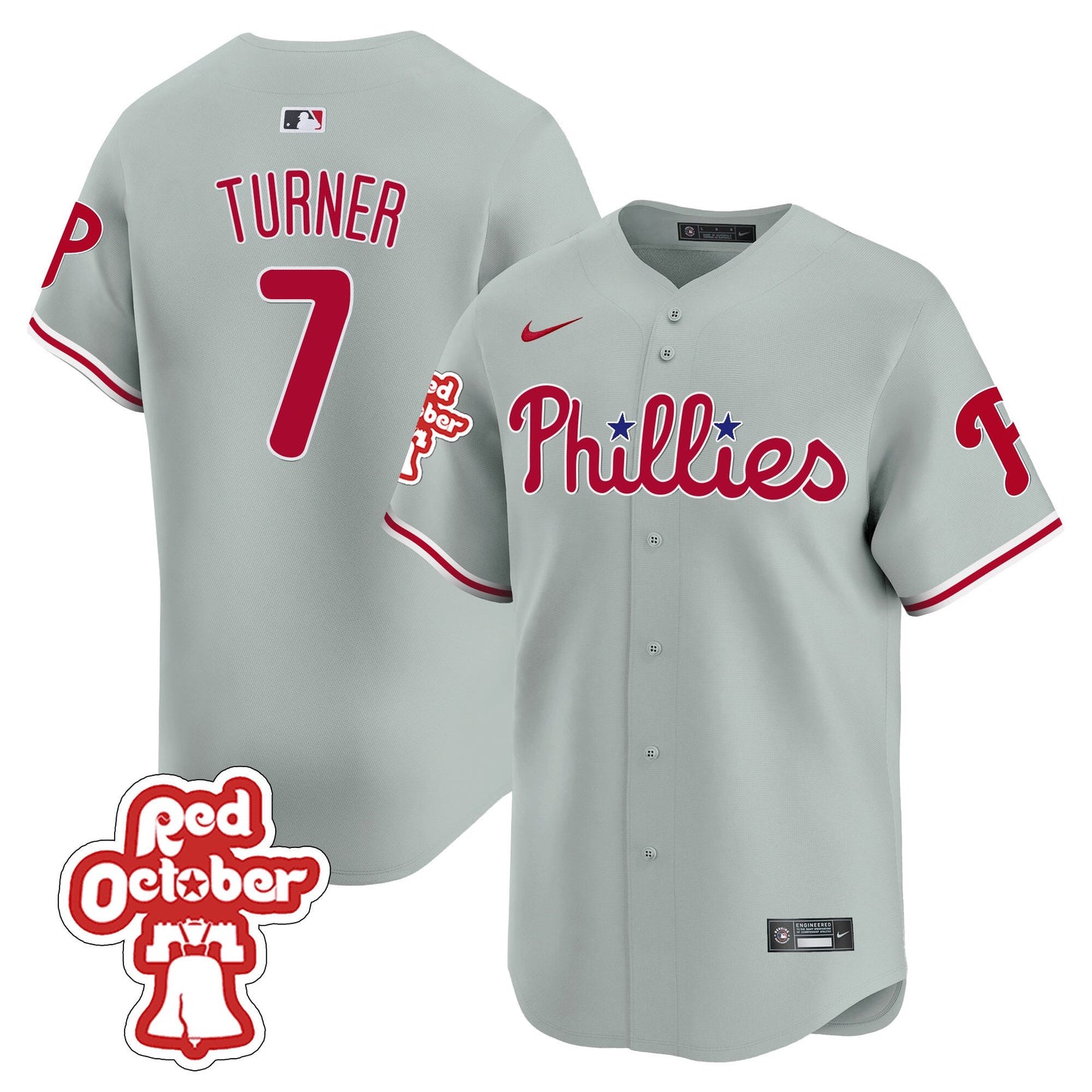 Phillies Red Octorber Patch Vapor Premier Limited Jersey - All Stitched