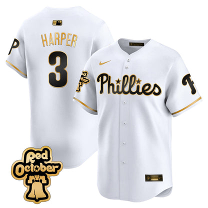 Phillies Red Octorber Patch Vapor Premier Limited Jersey - All Stitched