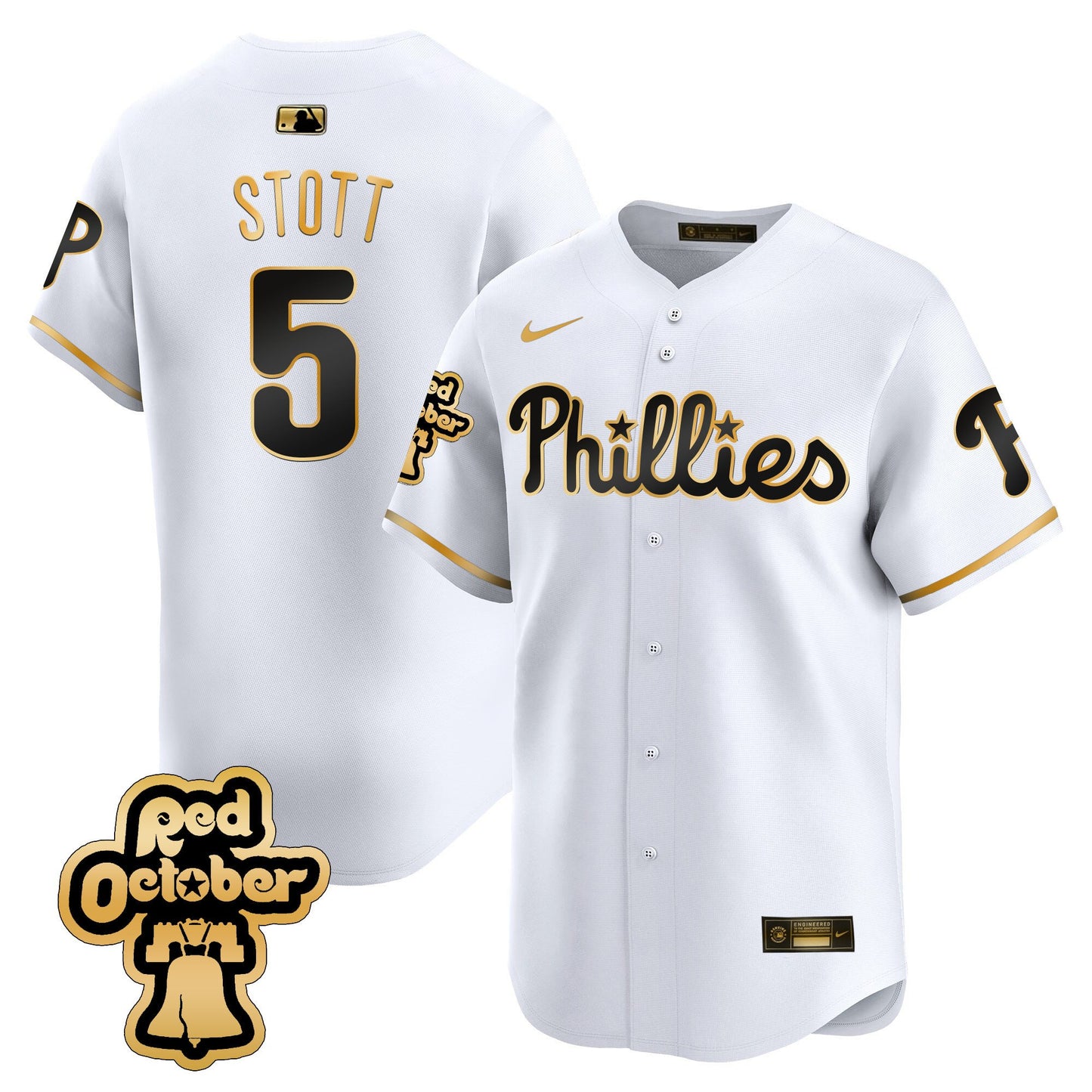 Phillies Red Octorber Patch Vapor Premier Limited Jersey - All Stitched