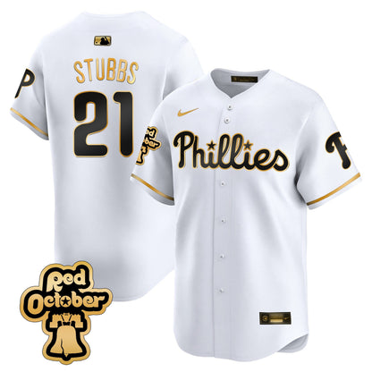 Phillies Red Octorber Patch Vapor Premier Limited Jersey - All Stitched