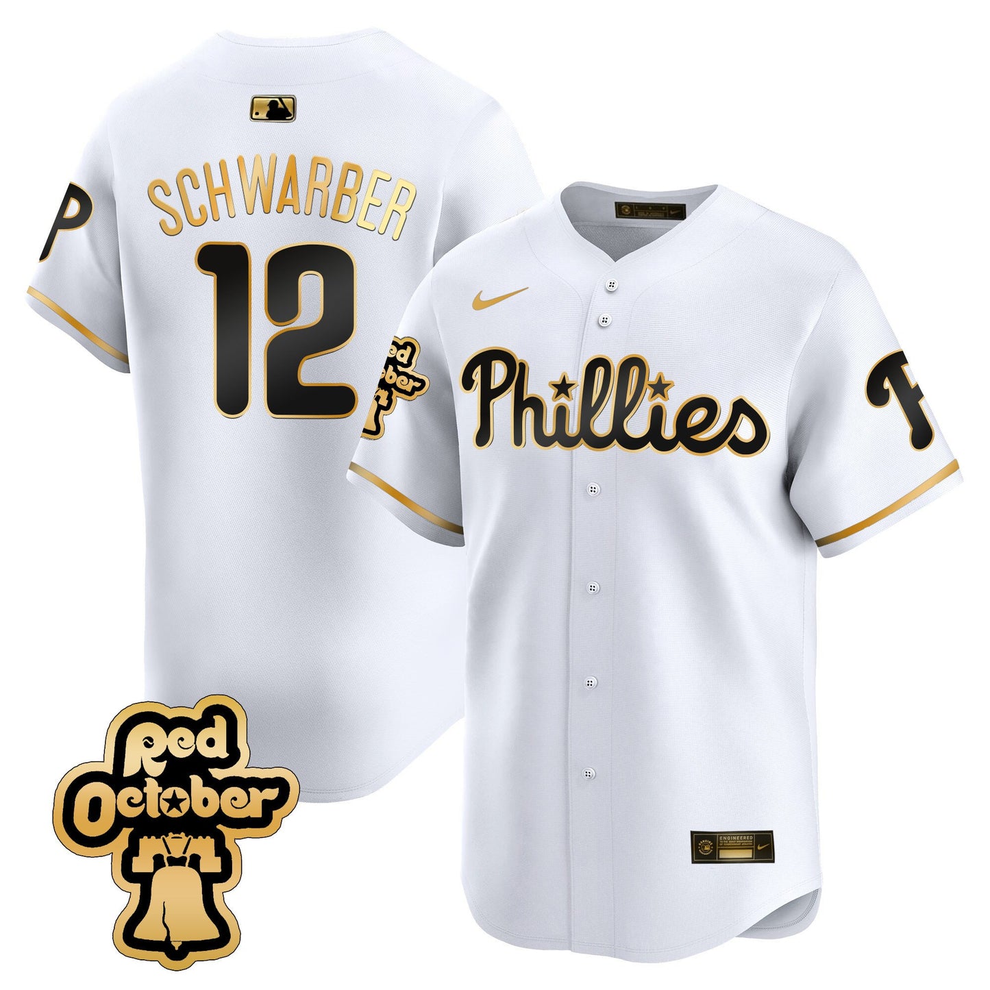 Phillies Red Octorber Patch Vapor Premier Limited Jersey - All Stitched