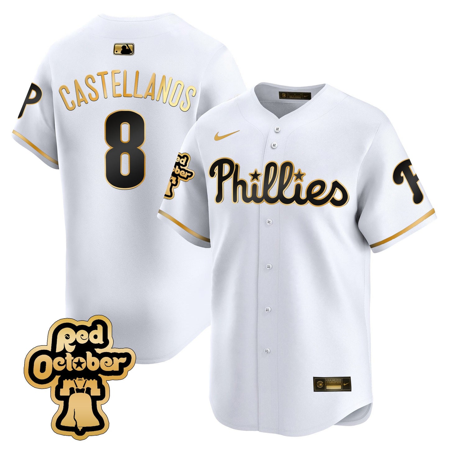 Phillies Red Octorber Patch Vapor Premier Limited Jersey - All Stitched