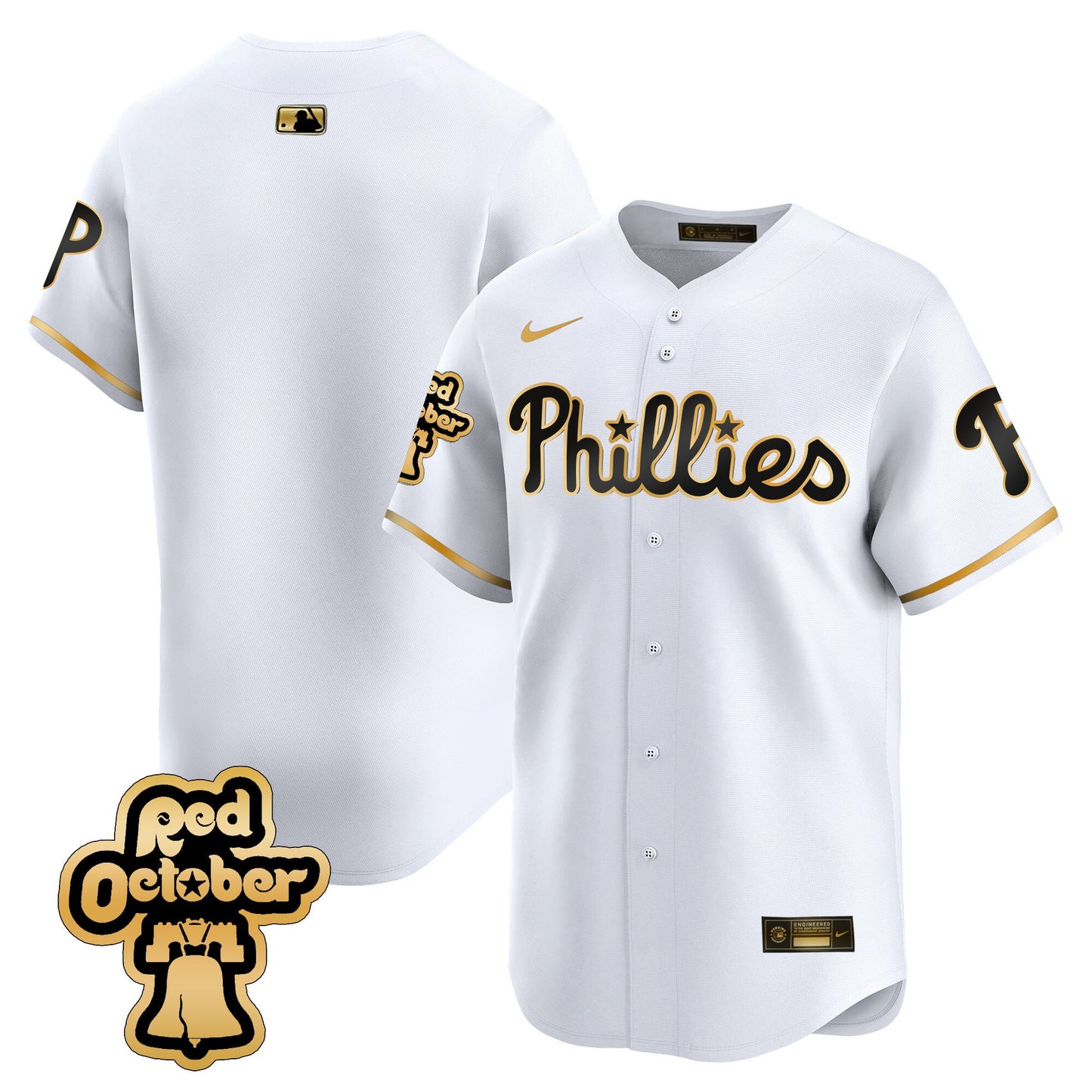 Phillies Red Octorber Patch Vapor Premier Limited Jersey - All Stitched