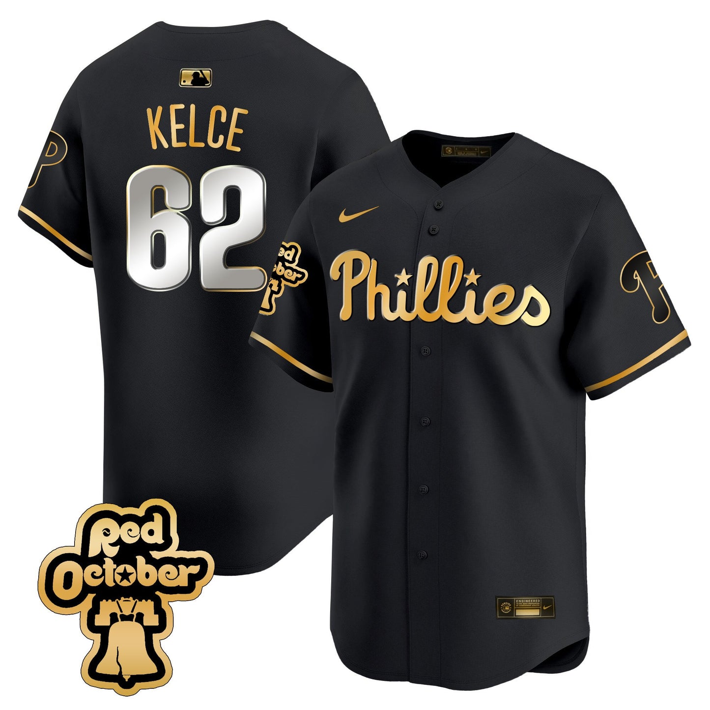 Phillies Red Octorber Patch Vapor Premier Limited Jersey - All Stitched