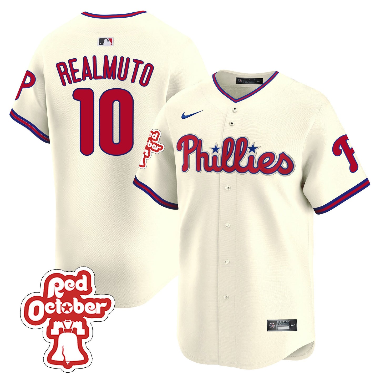 Phillies Red Octorber Patch Vapor Premier Limited Jersey - All Stitched