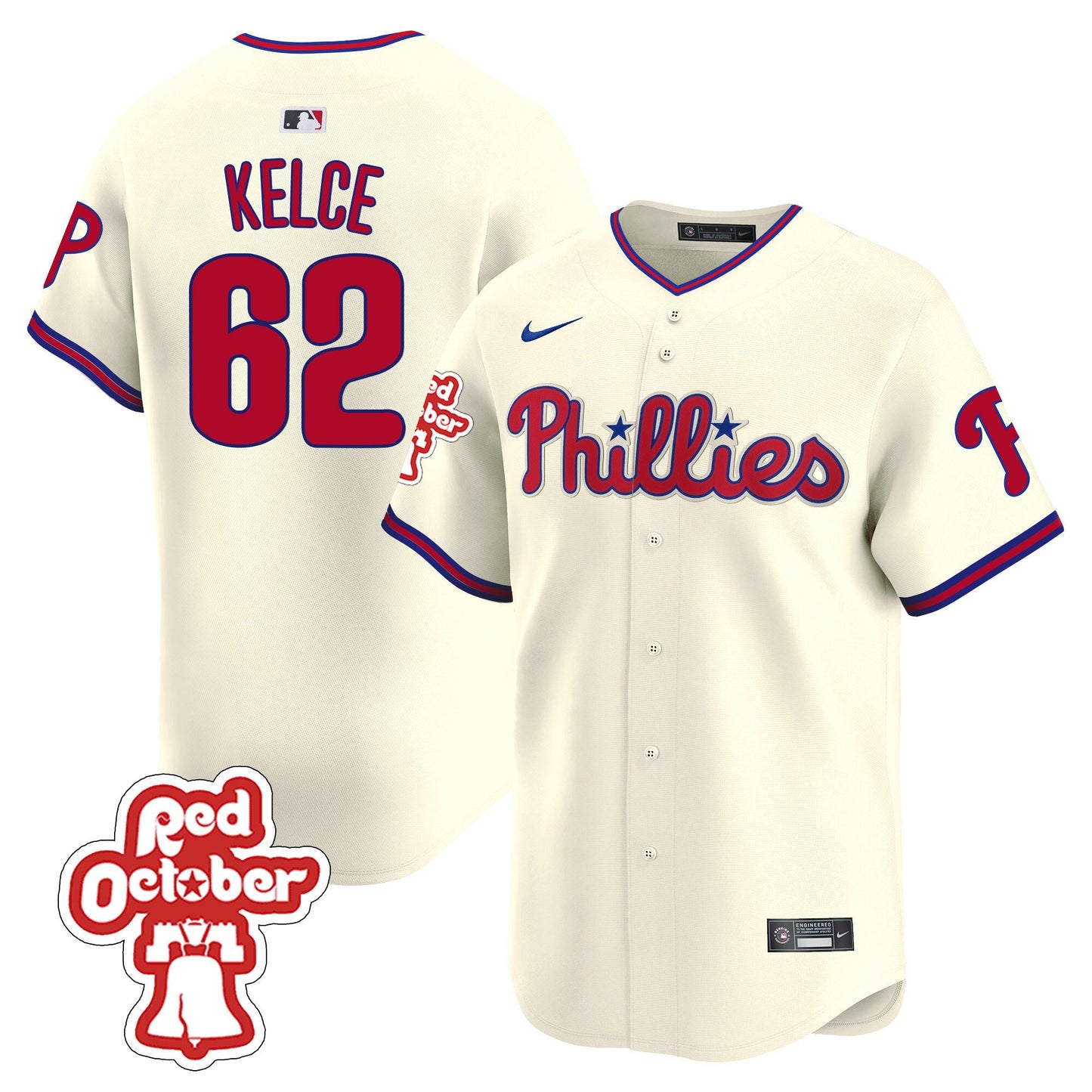Phillies Red Octorber Patch Vapor Premier Limited Jersey - All Stitched